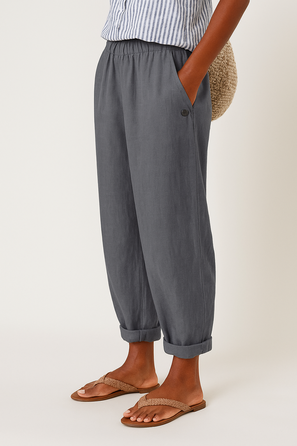 Pantalon Ample Femme Poches Casual Chic