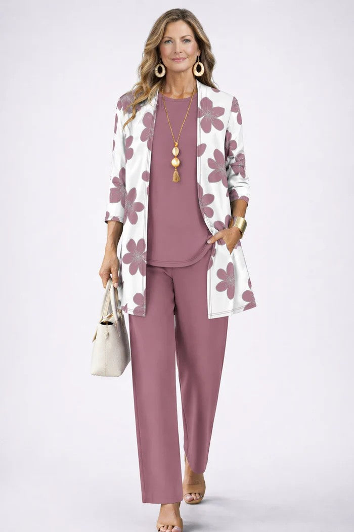 Elegant 3-Piece Patterned Set for Women