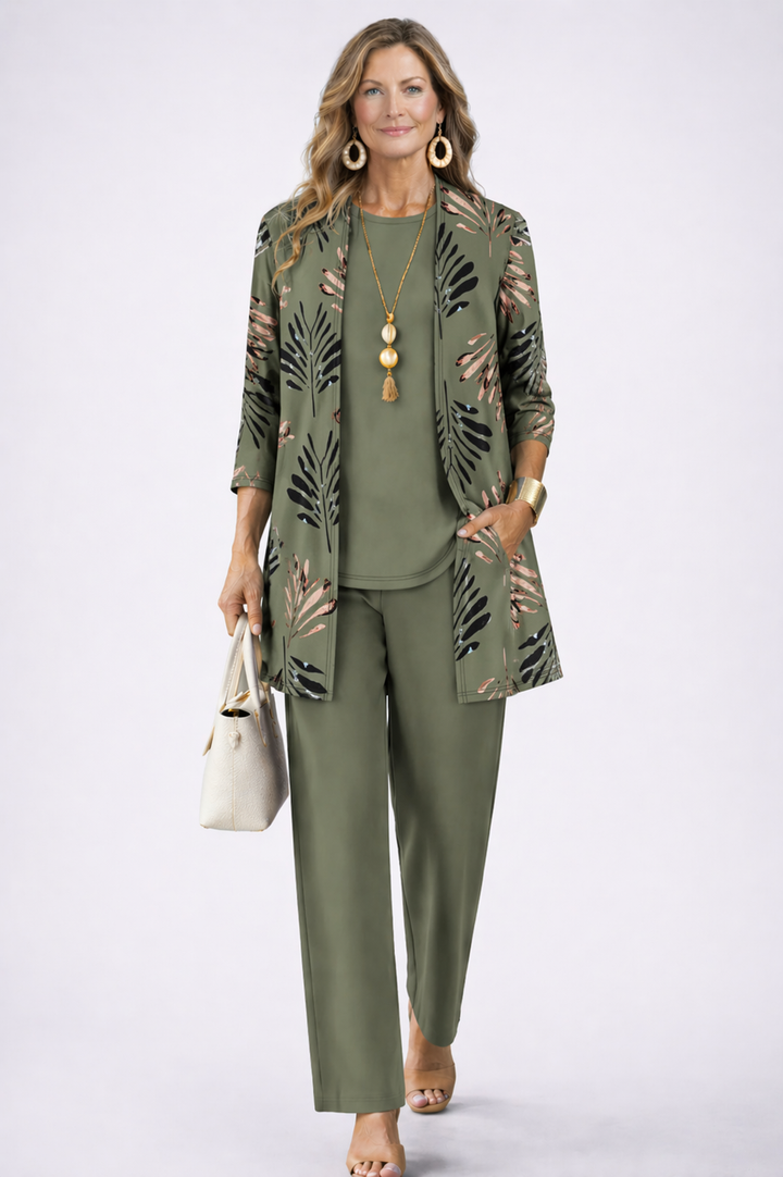 Elegant 3-Piece Patterned Set for Women
