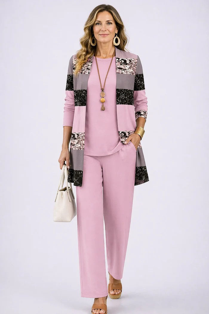 Elegant 3-Piece Patterned Set for Women