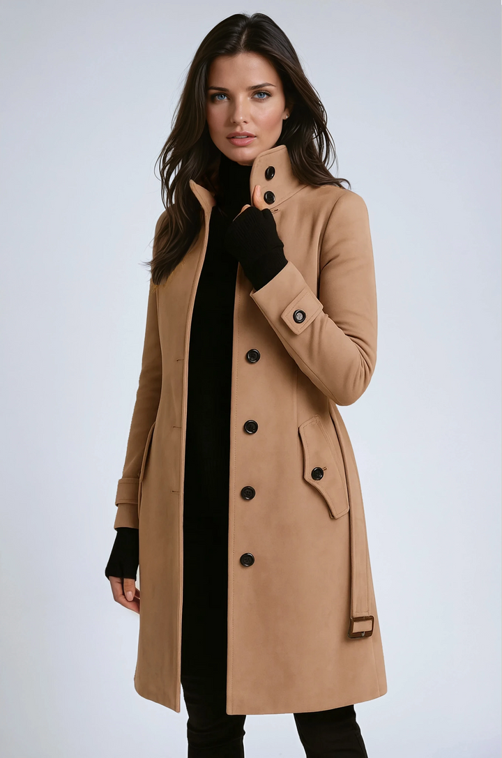 Manteau D'hiver Long et Élégant à Double Boutonnage Pour Femme