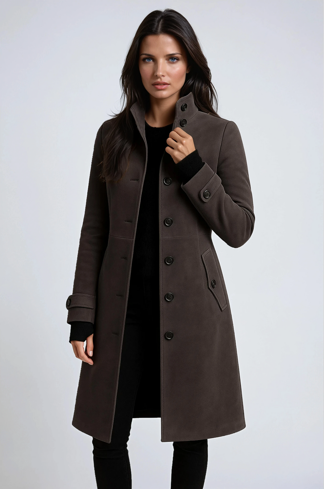 Manteau D'hiver Long et Élégant à Double Boutonnage Pour Femme
