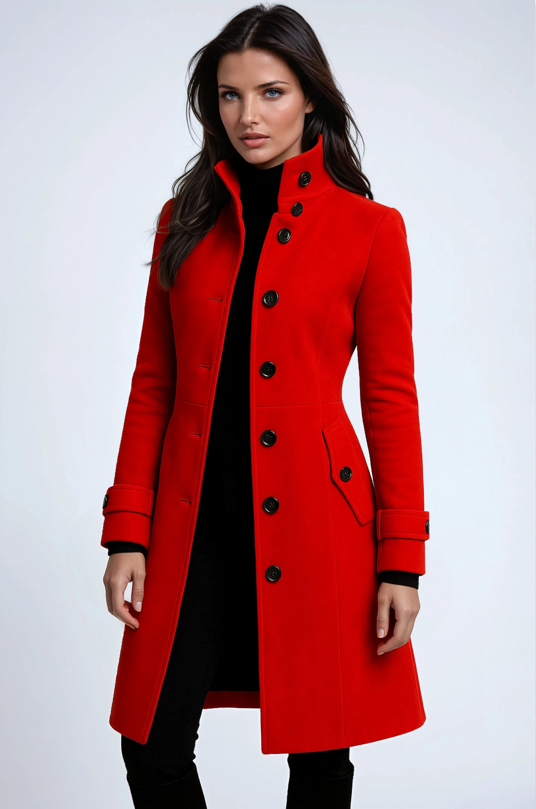 Manteau D'hiver Long et Élégant à Double Boutonnage Pour Femme