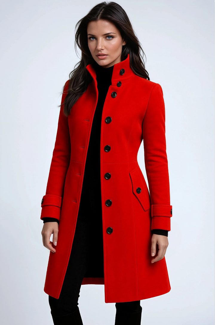 Manteau D'hiver Long et Élégant à Double Boutonnage Pour Femme