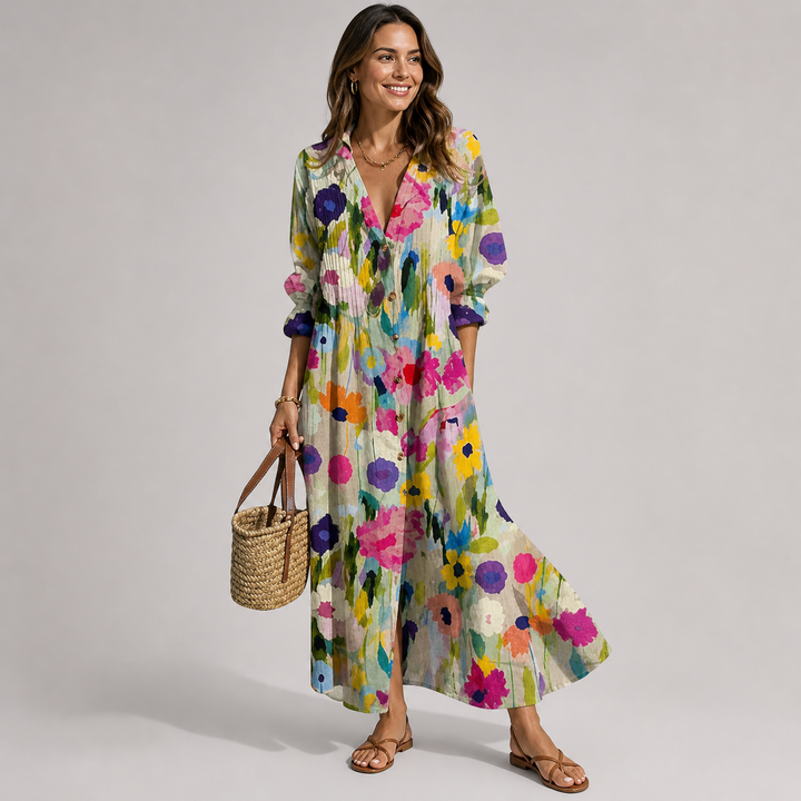 Robe Longue Fleurie Femme Ventre Gainant