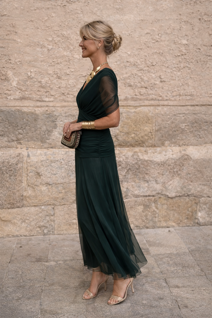 Abito maxi da donna a portafoglio con scollo a V