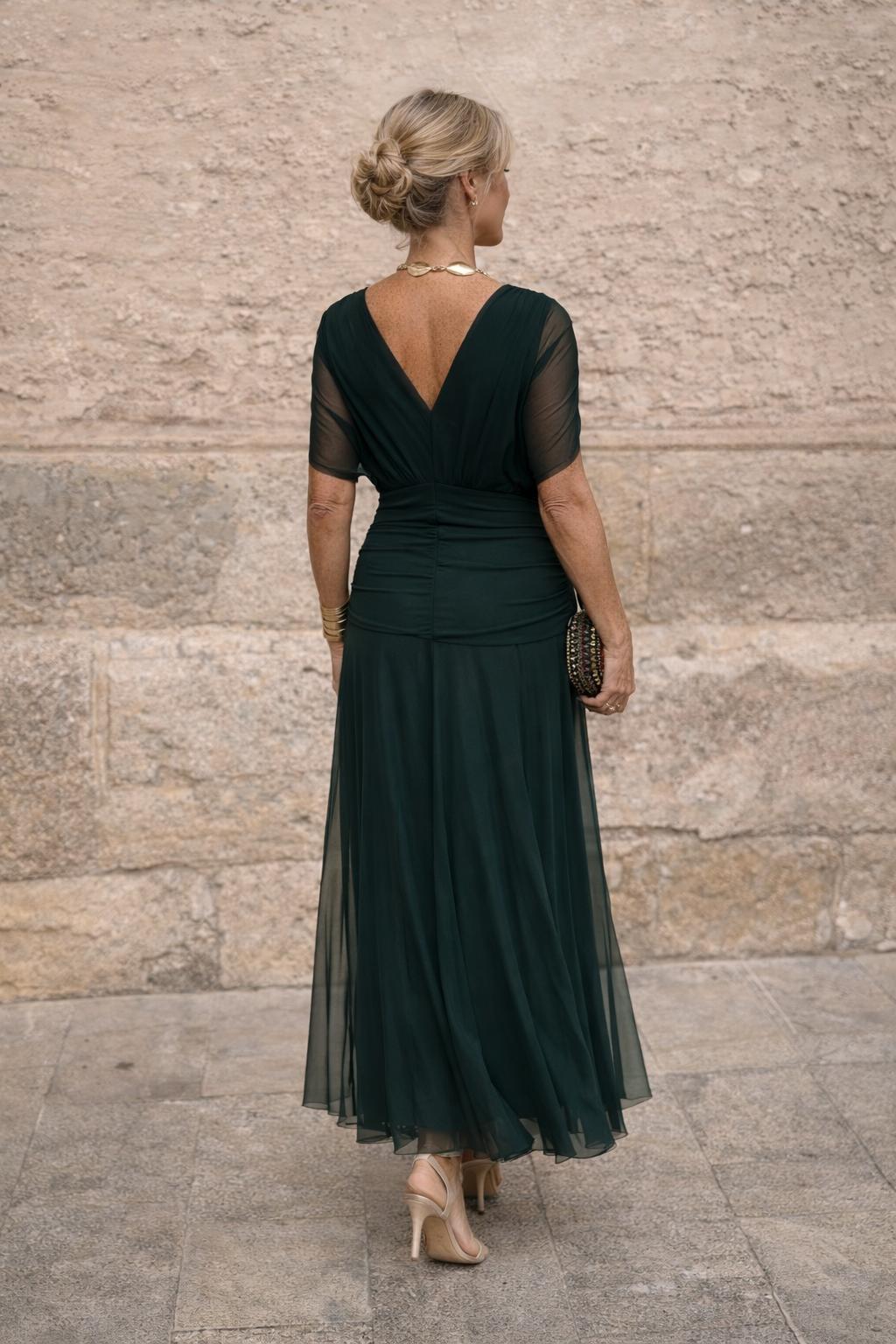 Abito maxi da donna a portafoglio con scollo a V