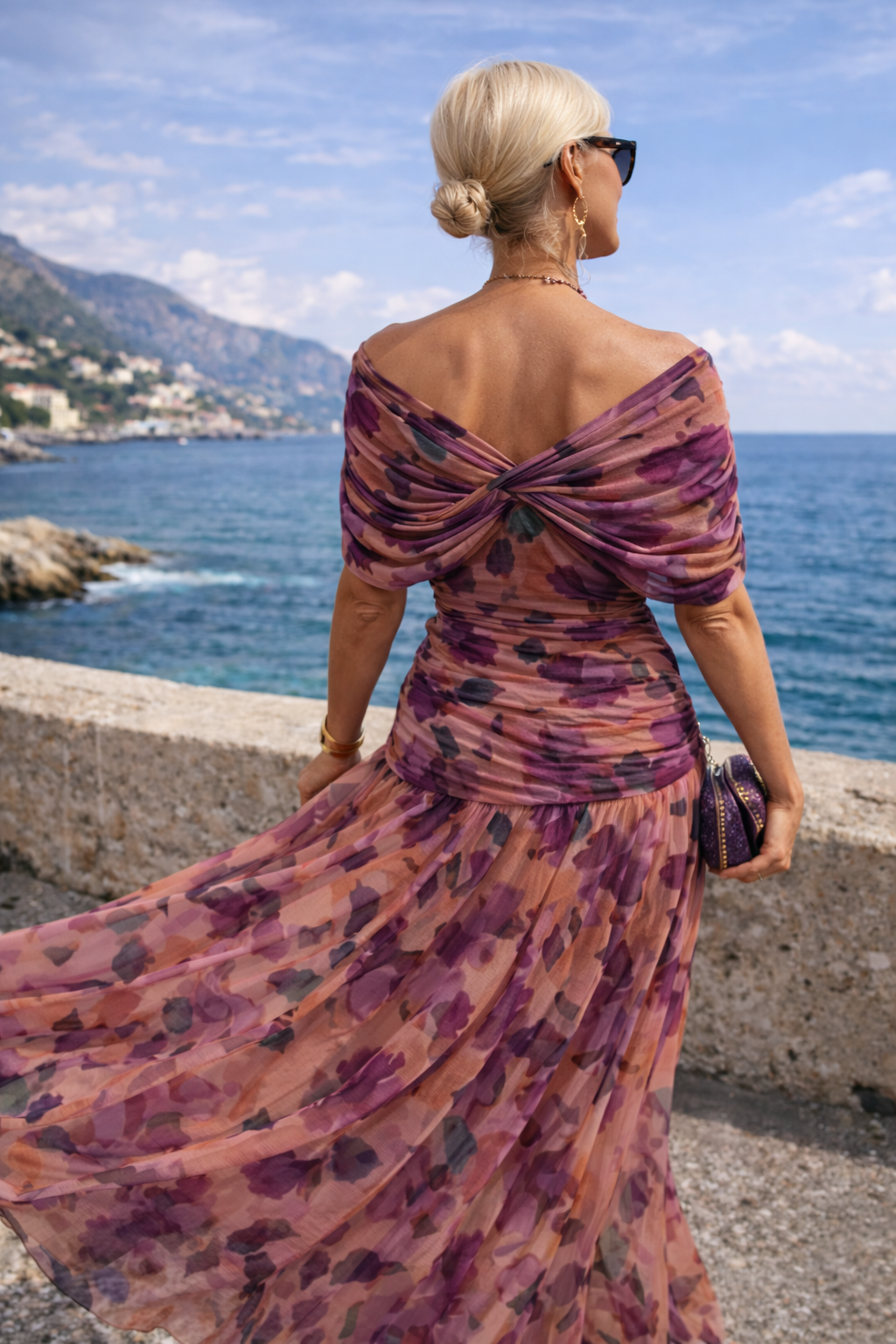 Abito maxi da donna a portafoglio con scollo a V
