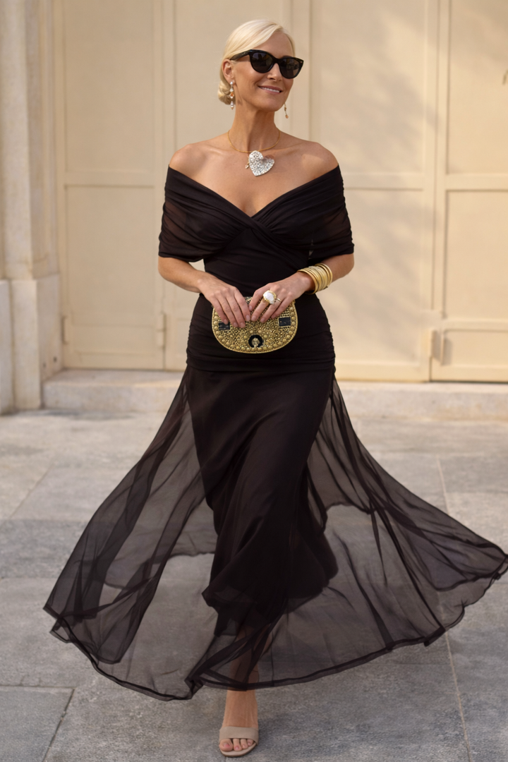 Abito maxi da donna a portafoglio con scollo a V