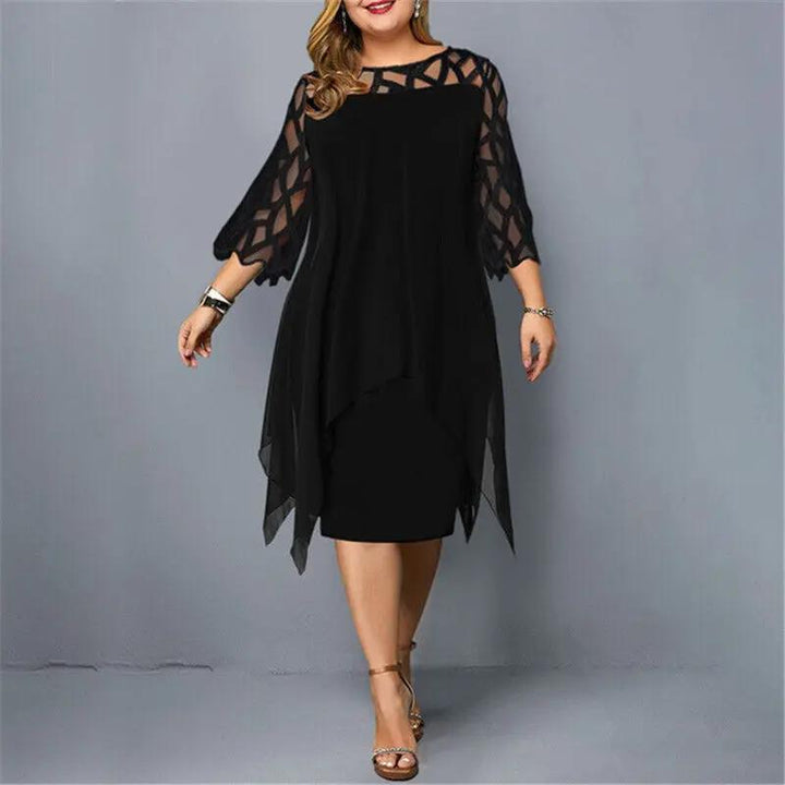 Robe Midi Dentelle Manches 3/4 Pour Femme
