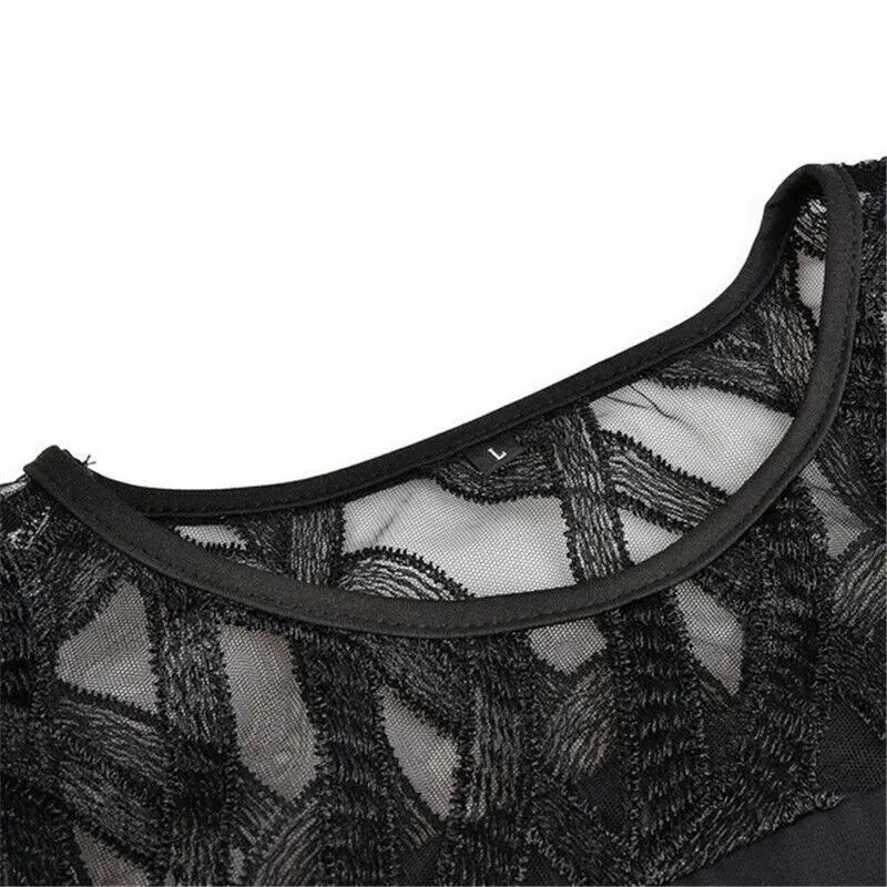 Robe Midi Dentelle Manches 3/4 Pour Femme
