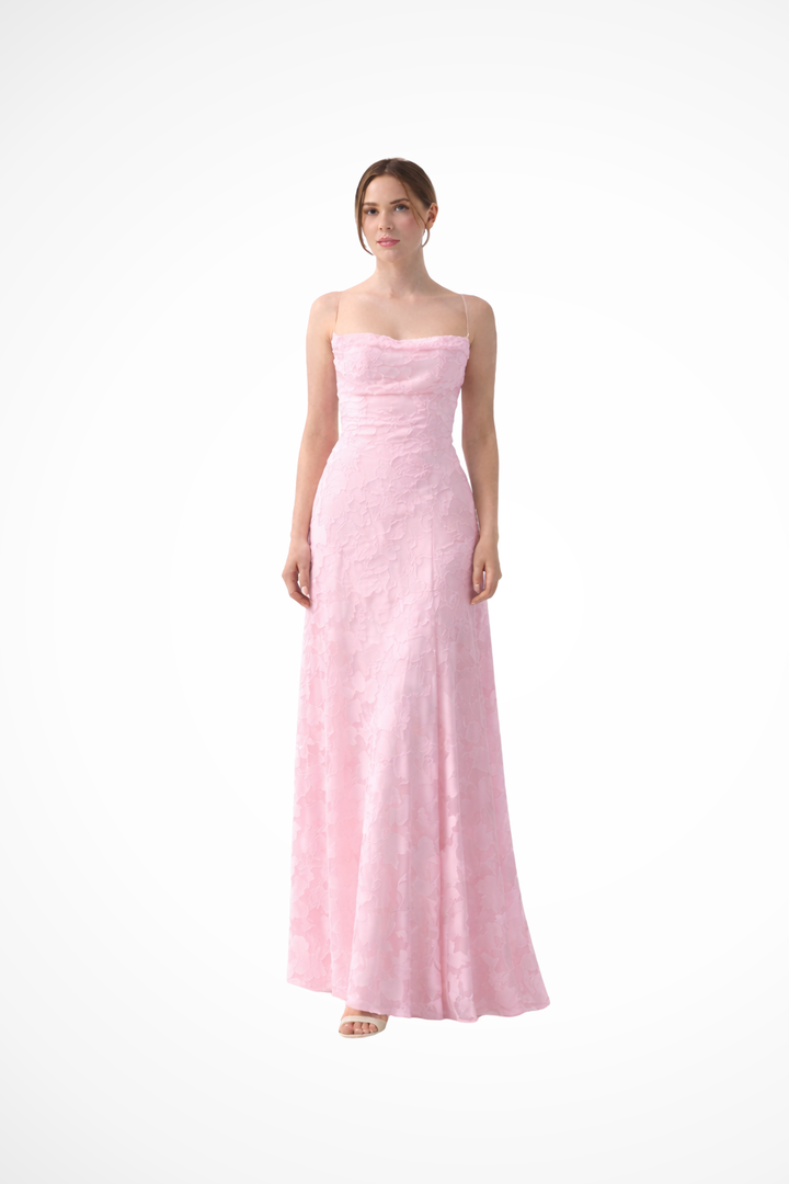 Robe Longue Jacquard Femme Dos Nu Cérémonie