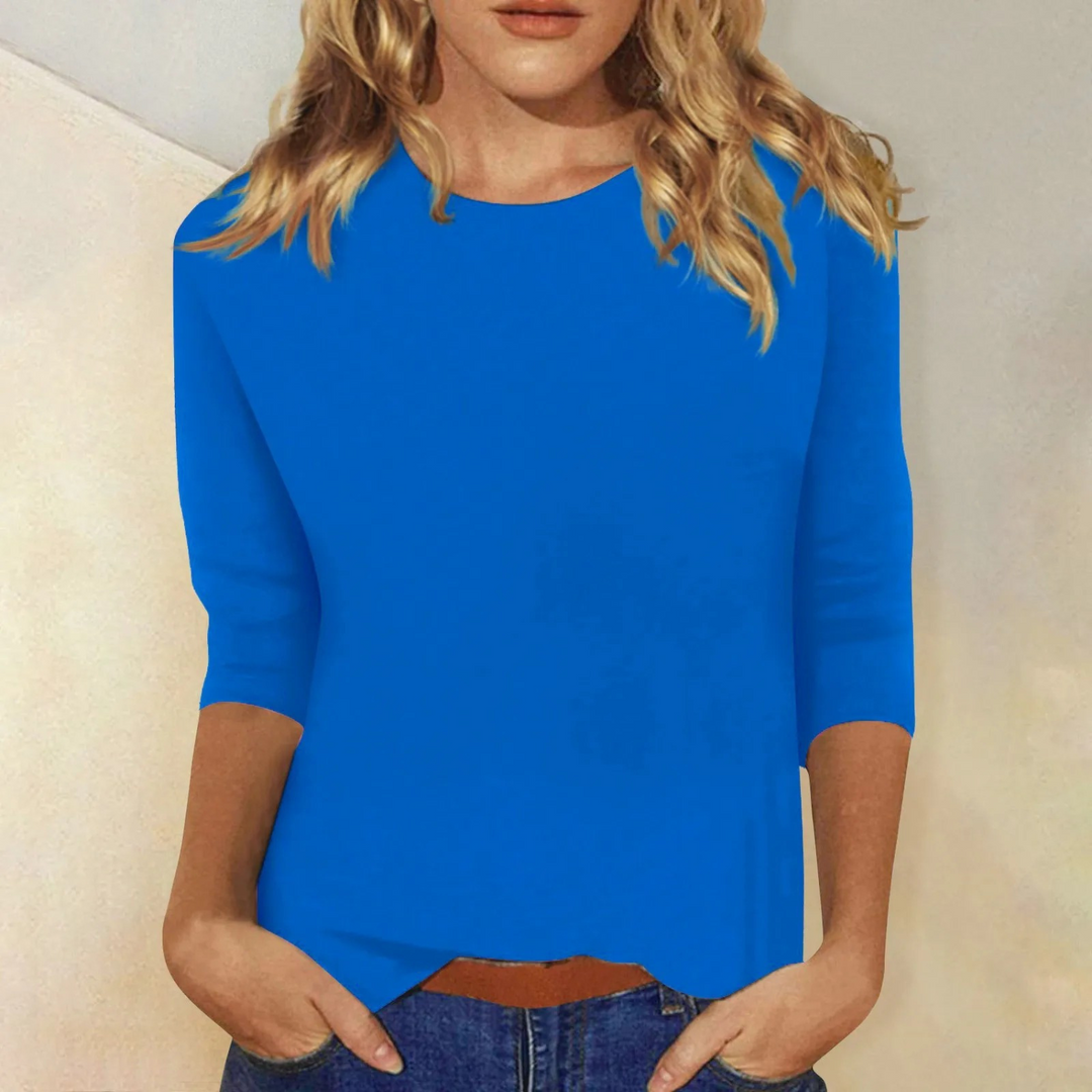 Top Femme Manches Longues Col Rond Coupe Ample