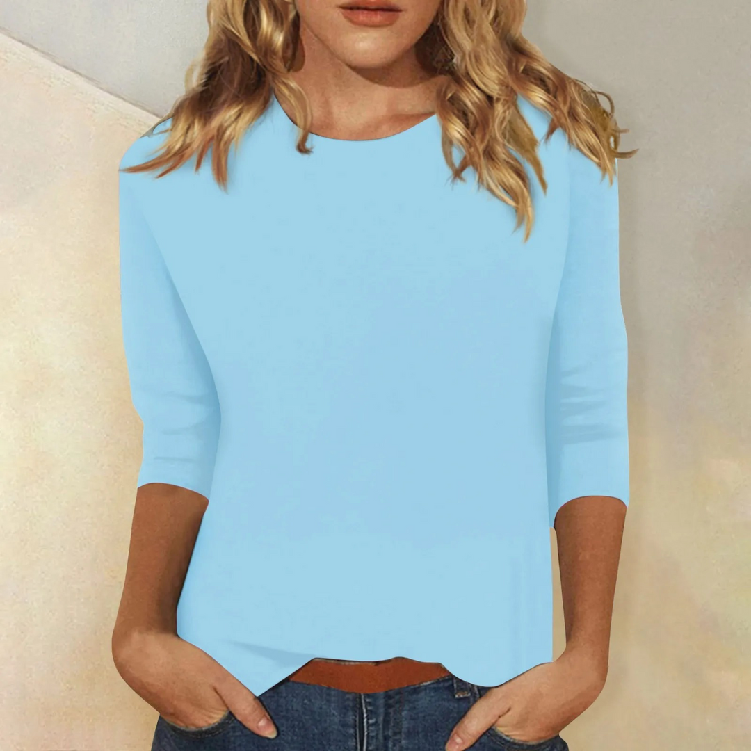 Top Femme Manches Longues Col Rond Coupe Ample