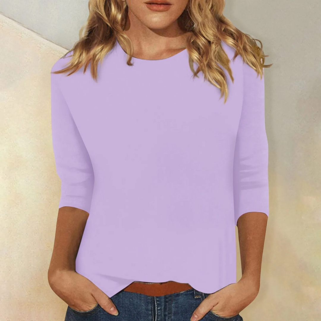Top Femme Manches Longues Col Rond Coupe Ample