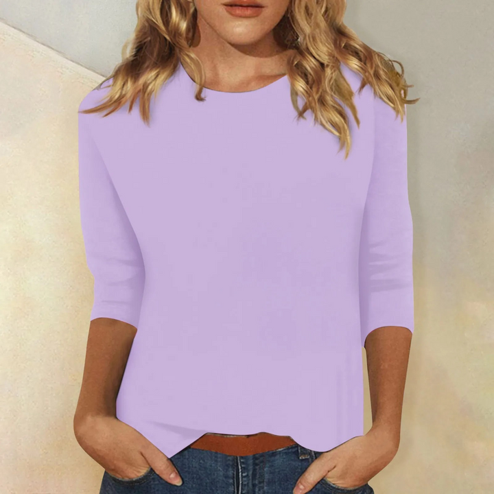 Top Femme Manches Longues Col Rond Coupe Ample