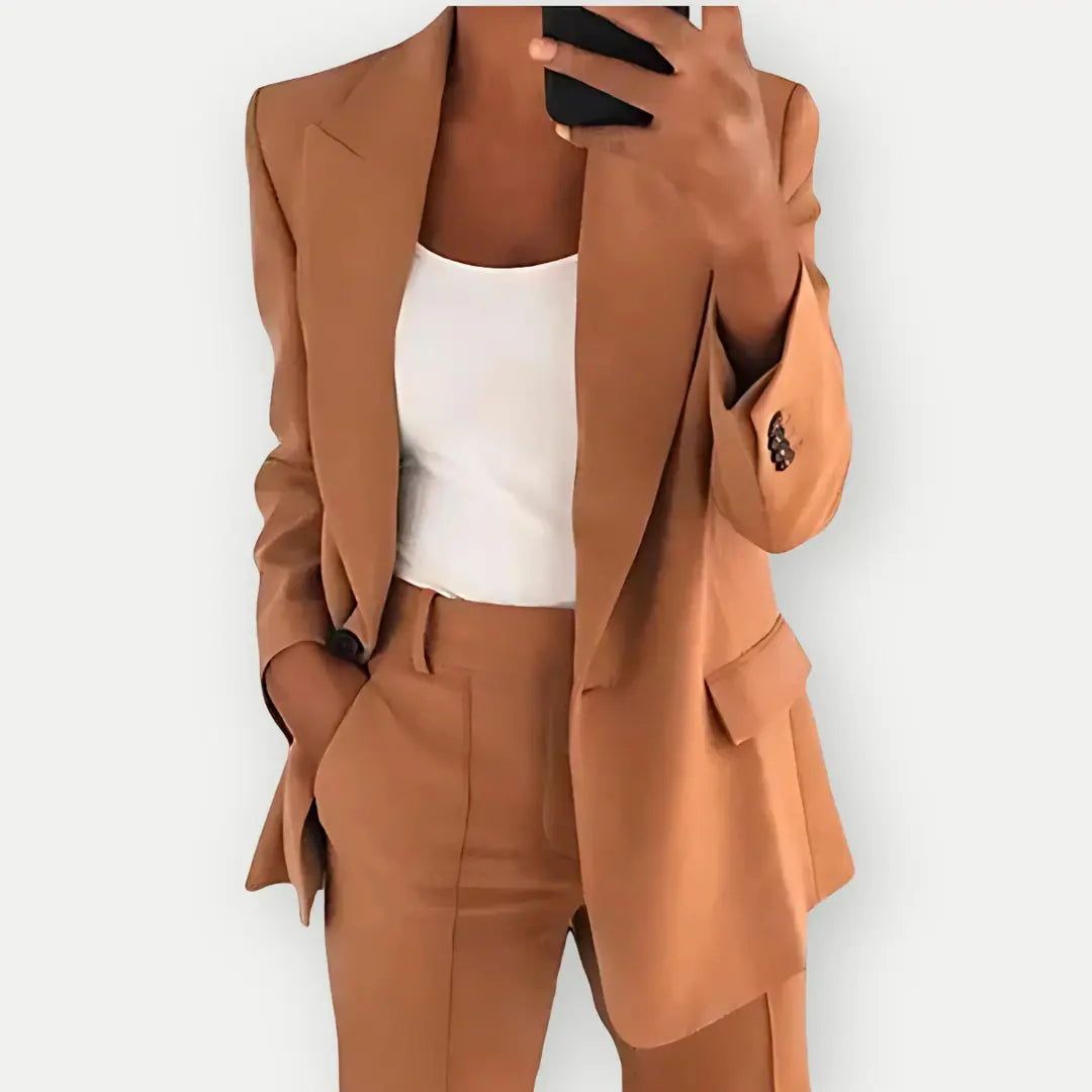 Conjunto de fato elegante de duas peças para mulher