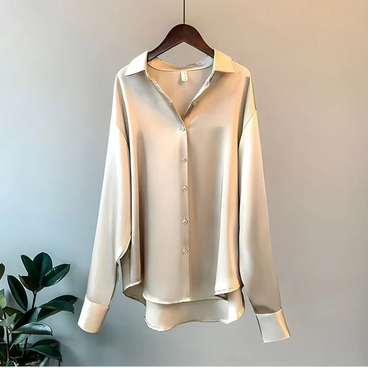 Blouse Satinée Femme Boutonnée Manches Longues
