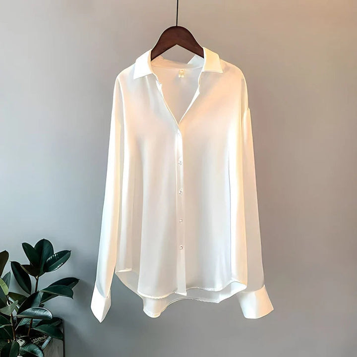 Blouse Satinée Femme Boutonnée Manches Longues
