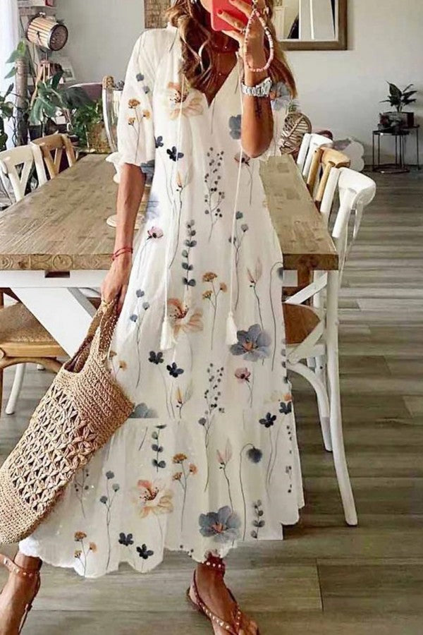Robe Longue Coton Fleurs Femme Bohème