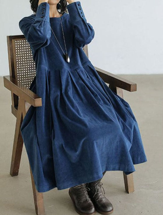 Women's Long-Sleeve Flowing Midi Dress