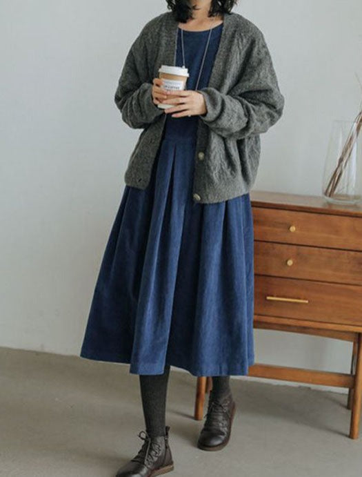 Women's Long-Sleeve Flowing Midi Dress