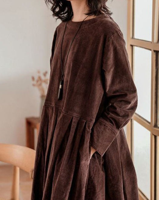 Women's Long-Sleeve Flowing Midi Dress