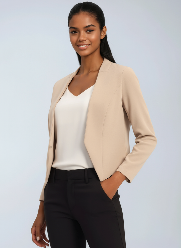 Blazer Élégant et Structuré Pour Femme Ouvert Sur Le Devant