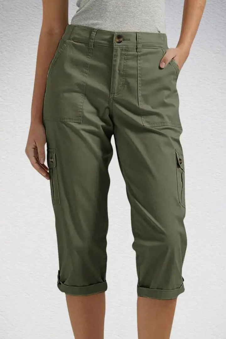 Pantalon Cargo Court Femme Ourlet Roulotté
