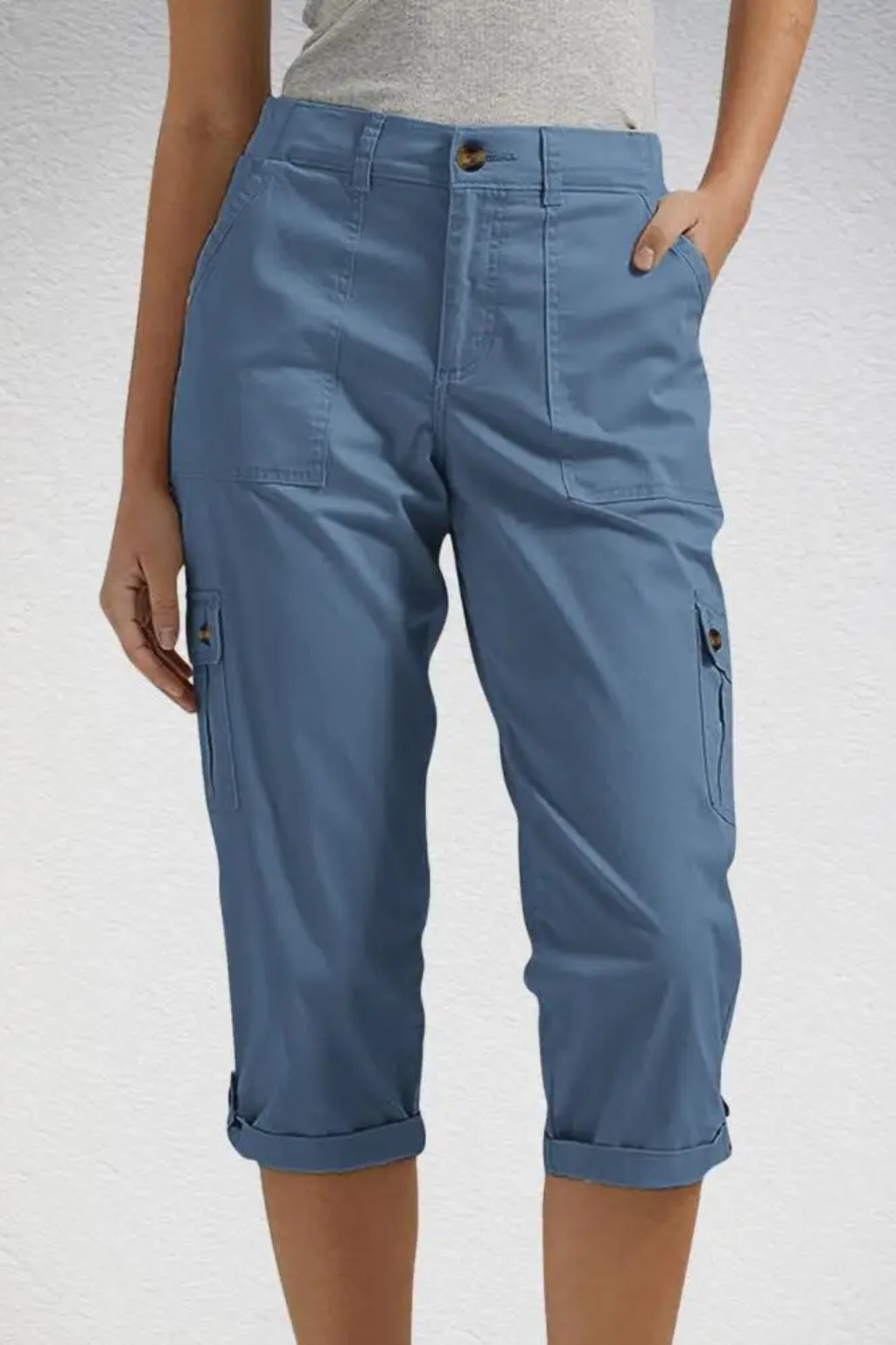 Pantalon Cargo Court Femme Ourlet Roulotté