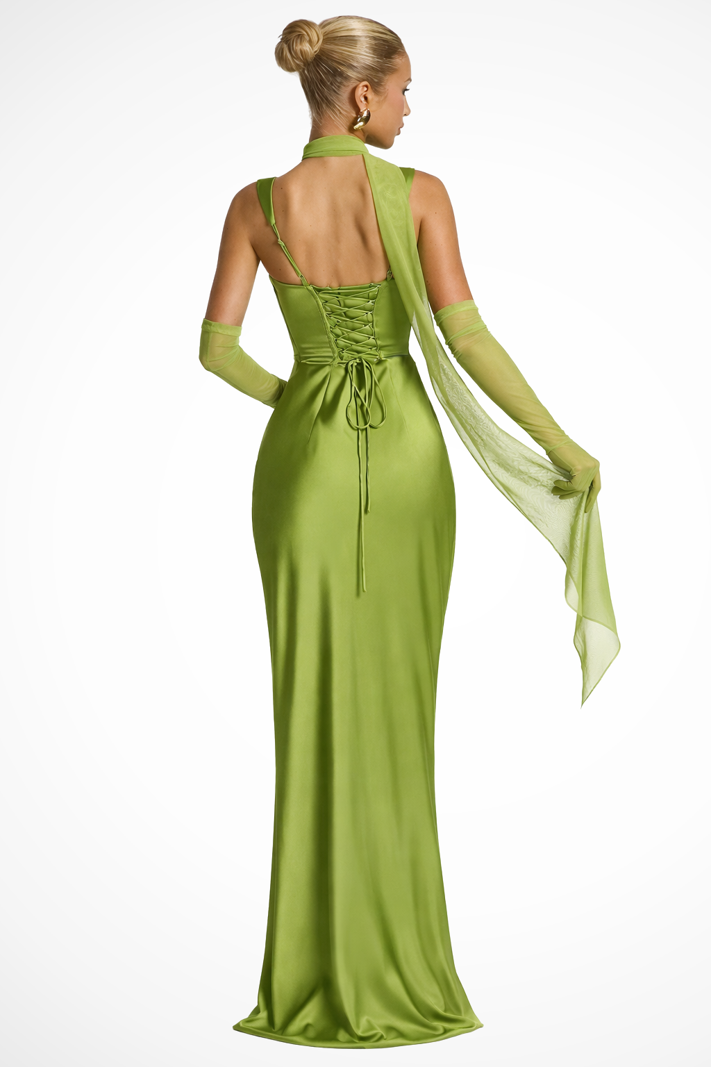 Robe de Soirée Satin Femme Col Carré