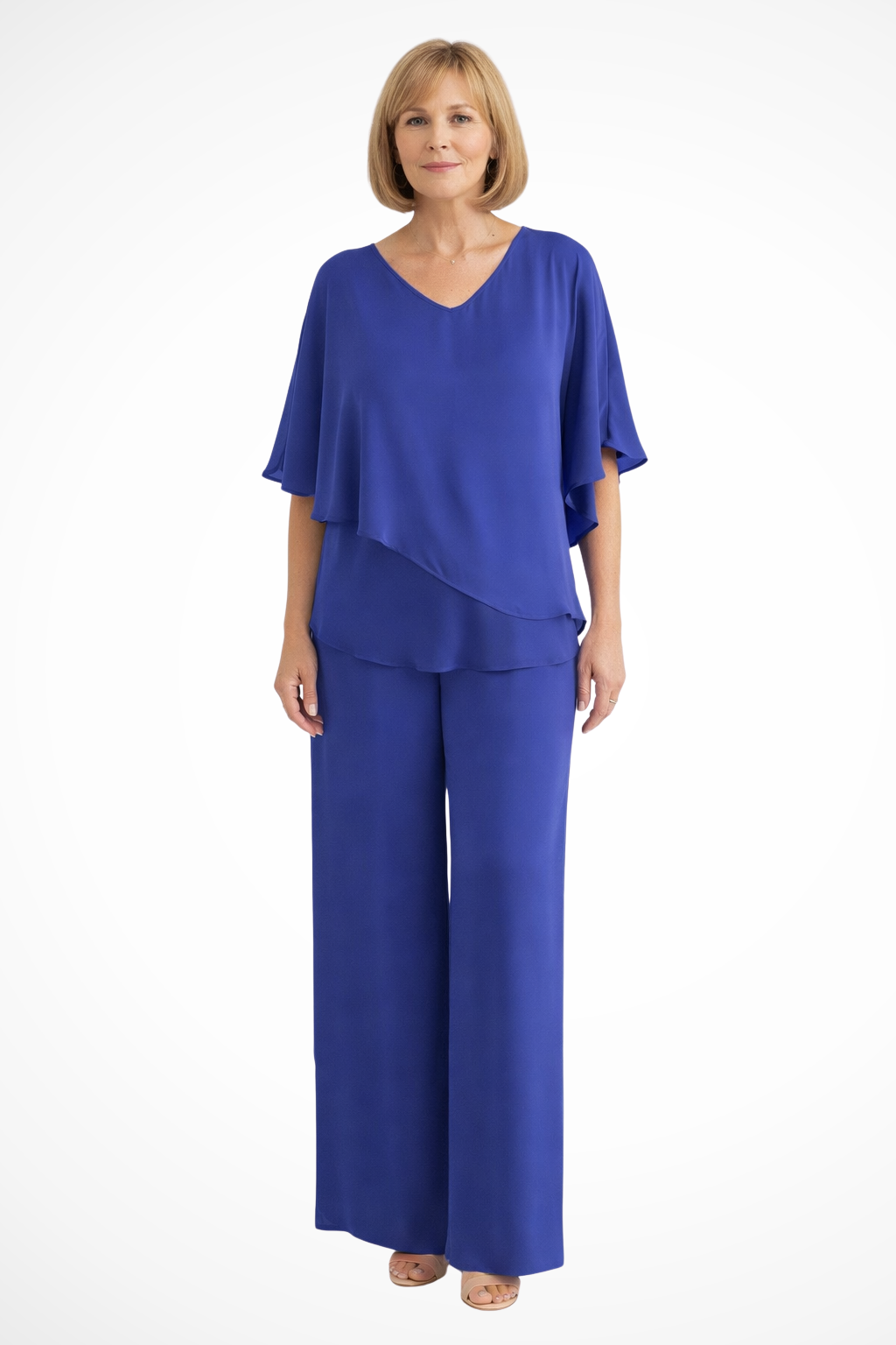 Ensemble Femme Col V Manches Chauve-Souris Pantalon Large