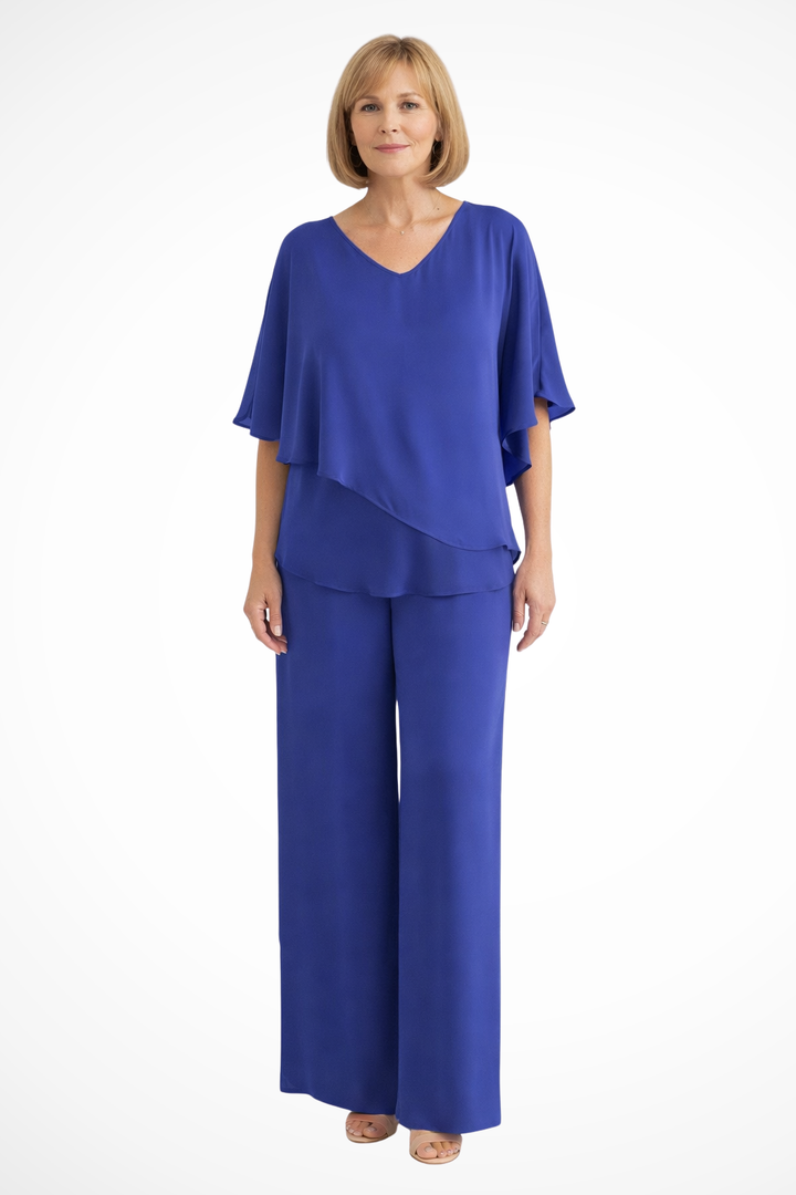 Ensemble Femme Col V Manches Chauve-Souris Pantalon Large