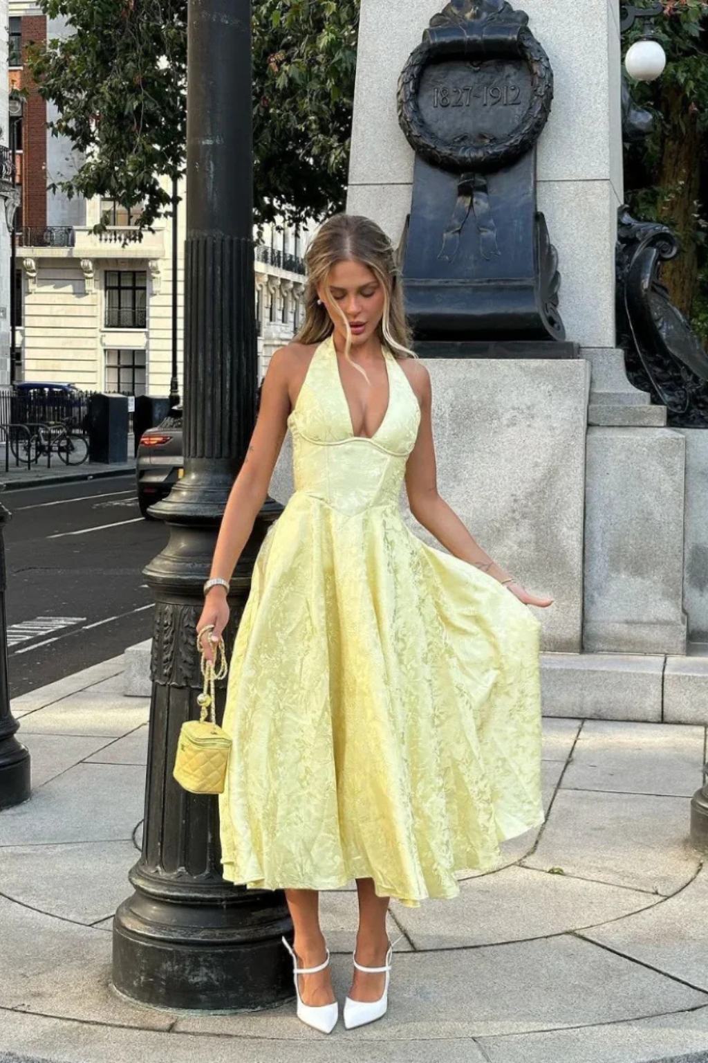 Robe Midi Femme Col Halter Dos Nu Été