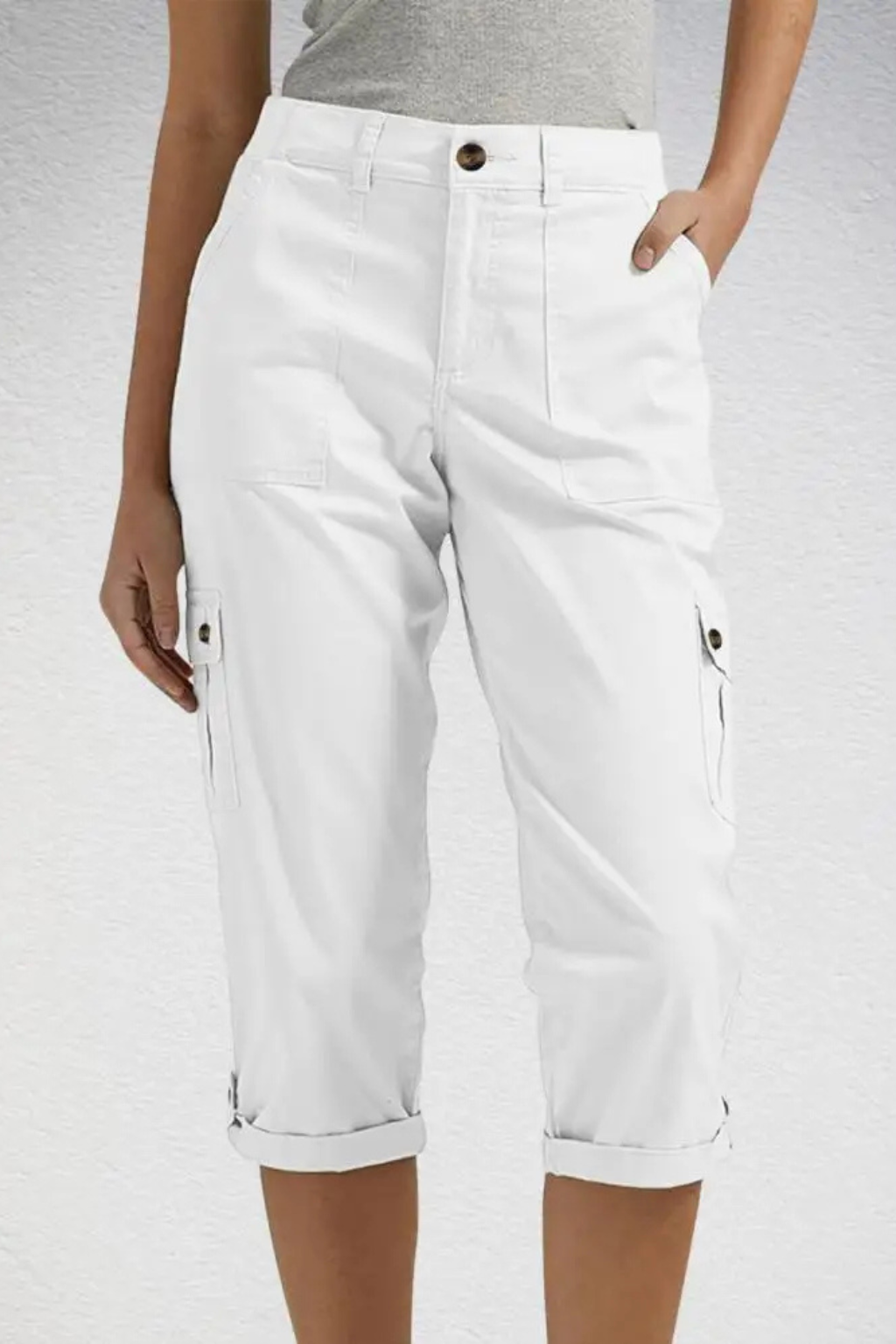 Pantalon Cargo Court Femme Ourlet Roulotté