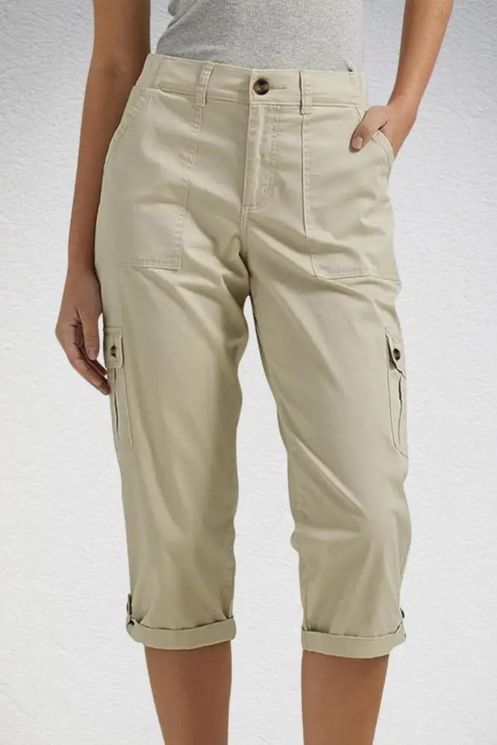 Pantalon Cargo Court Femme Ourlet Roulotté