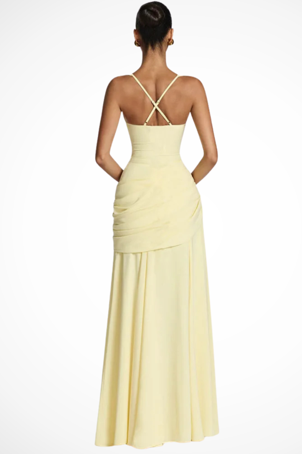 Robe de Soirée Femme Col Carré Froncé Évasée