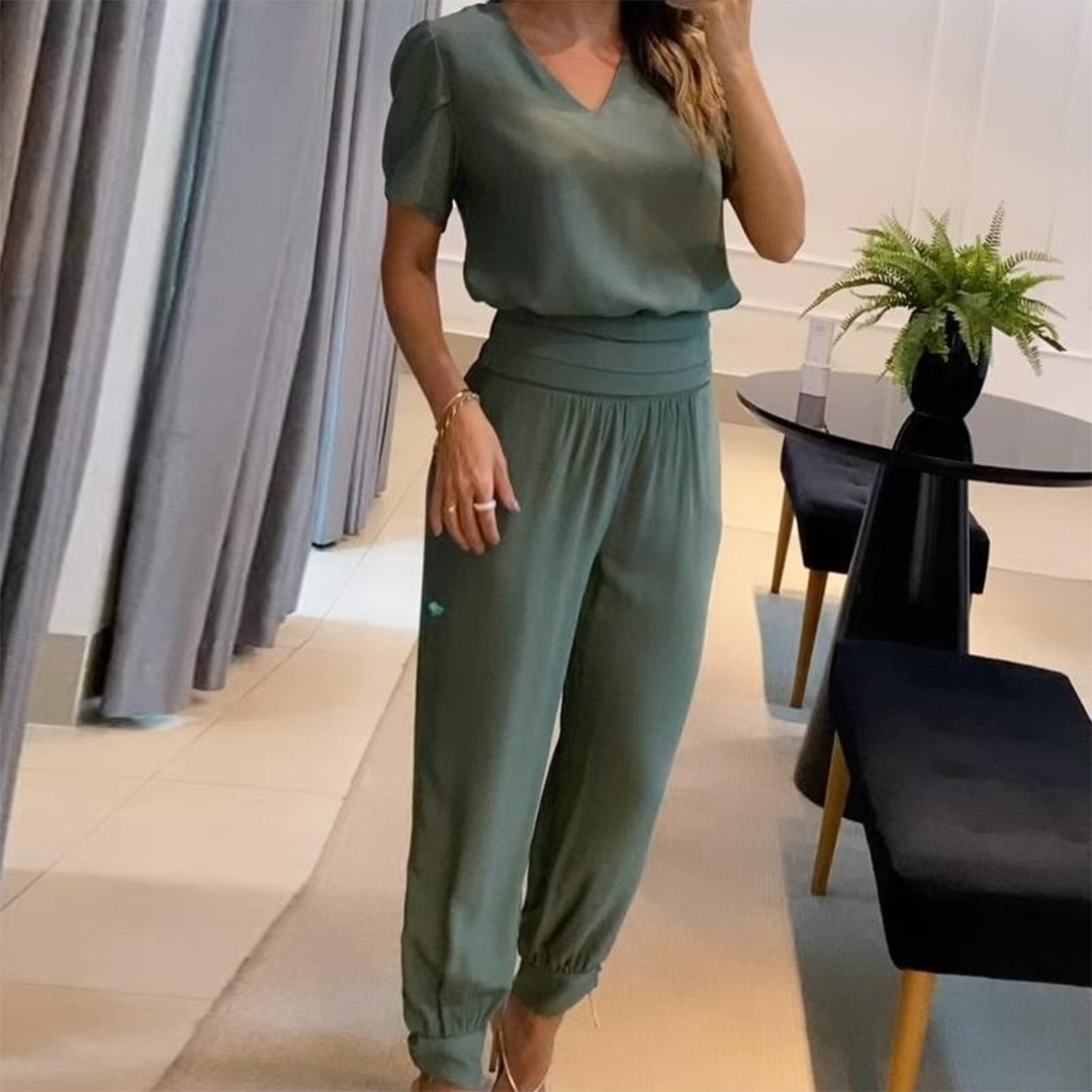 Combinaison Femme Manches Courtes Col V