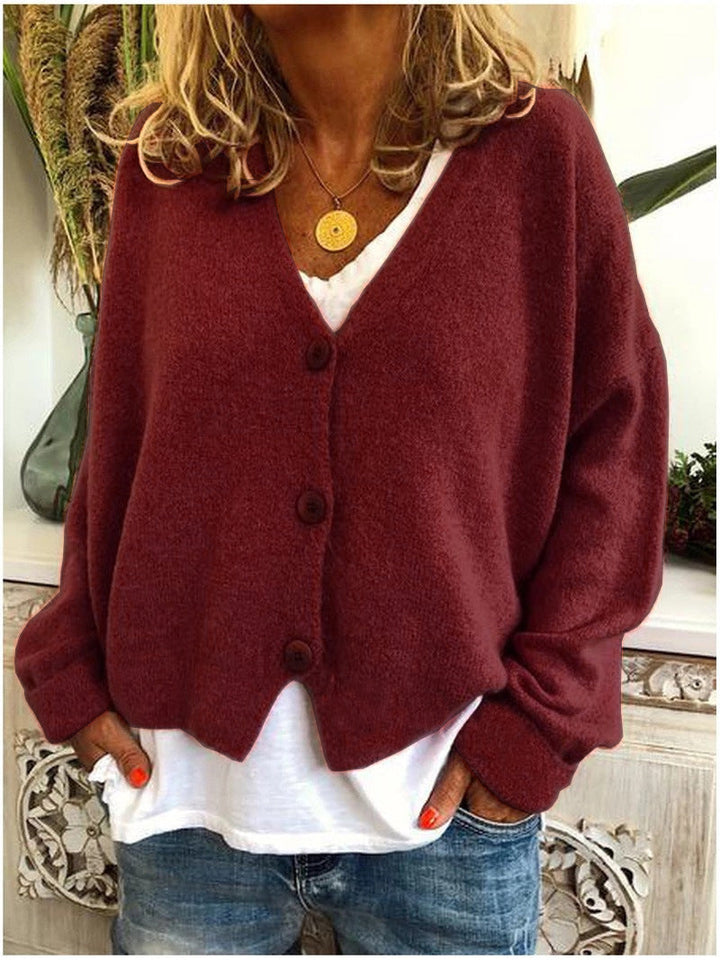 Women's Relaxed-Fit V-Neck Button-Down Cardigan