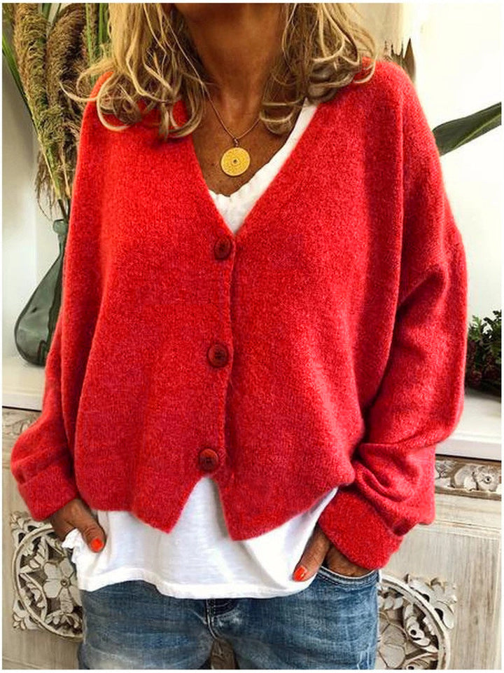 Women's Relaxed-Fit V-Neck Button-Down Cardigan