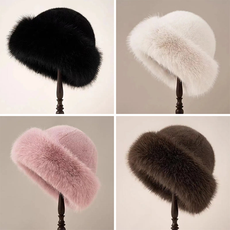Chapeau Cloche En Fausse Fourrure Luxueuse Pour Femme