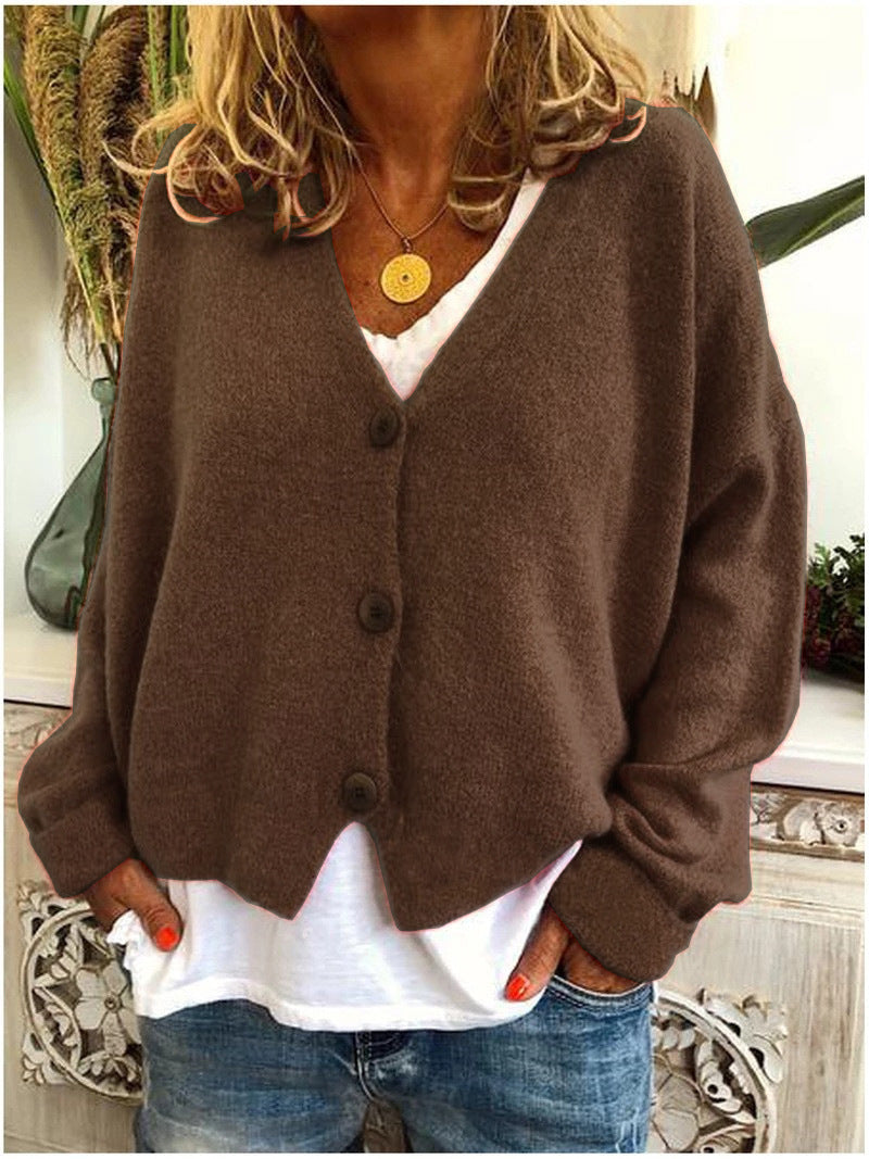 Women's Relaxed-Fit V-Neck Button-Down Cardigan
