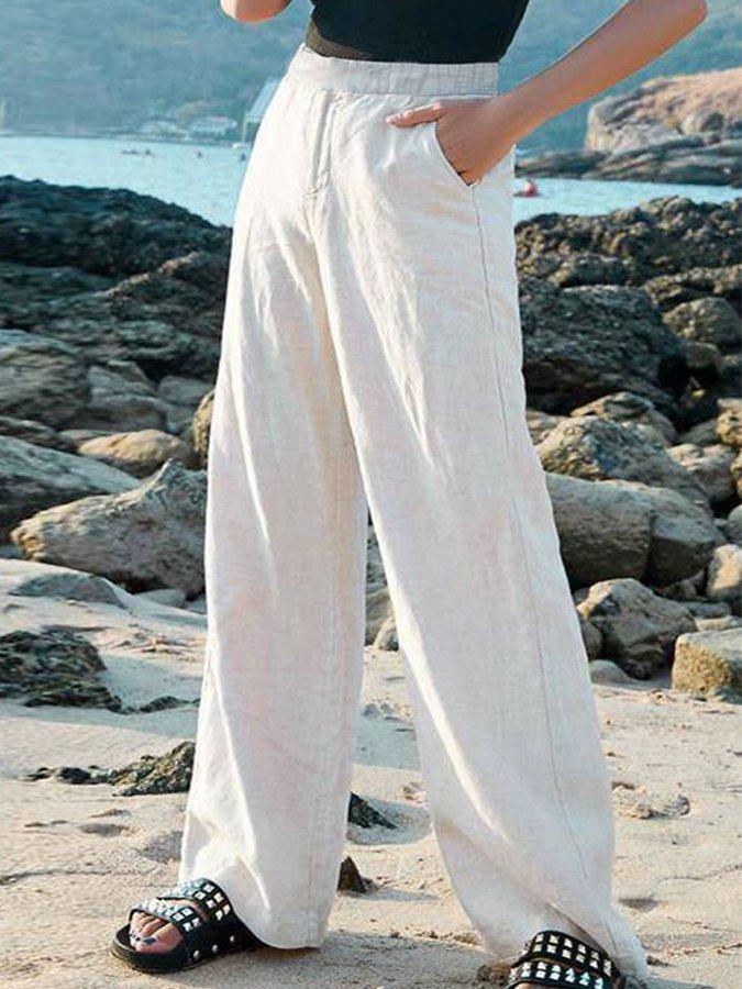 Pantalon Large Femme Taille Élastique