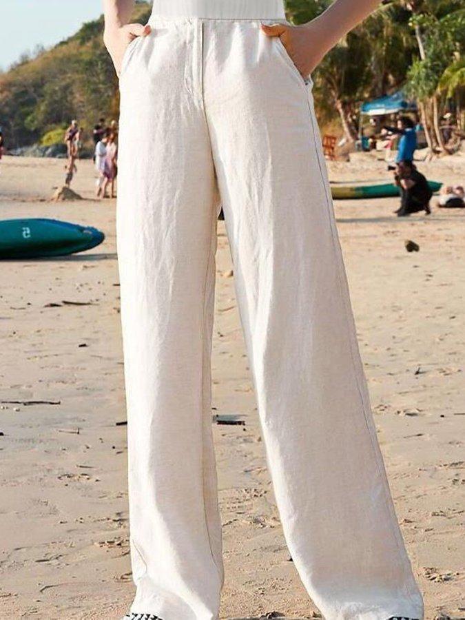 Pantalon Large Femme Taille Élastique