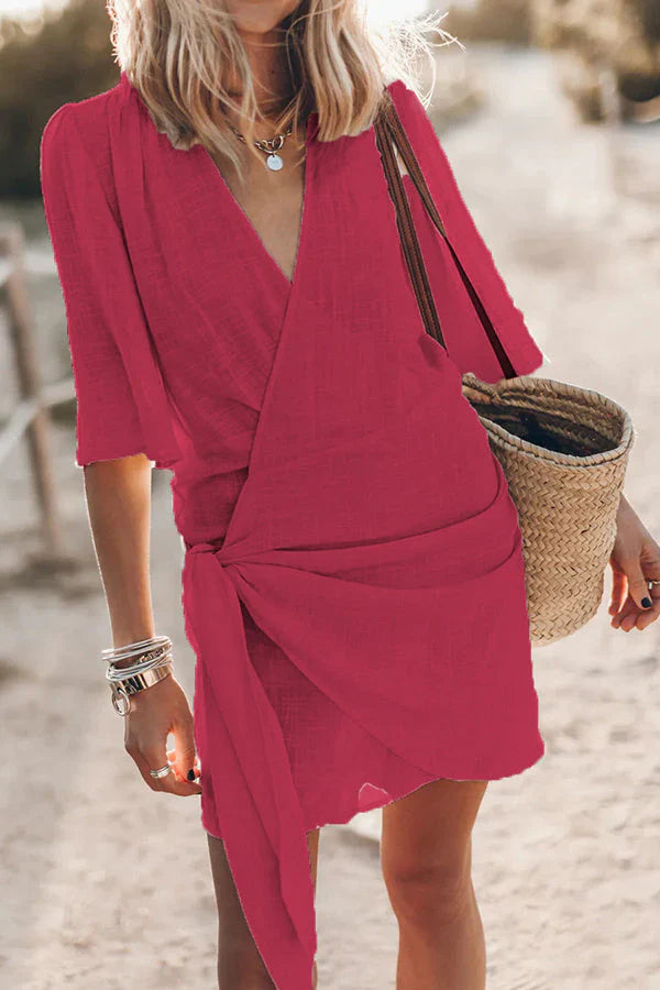 Robe Courte Portefeuille Femme Bohème Chic