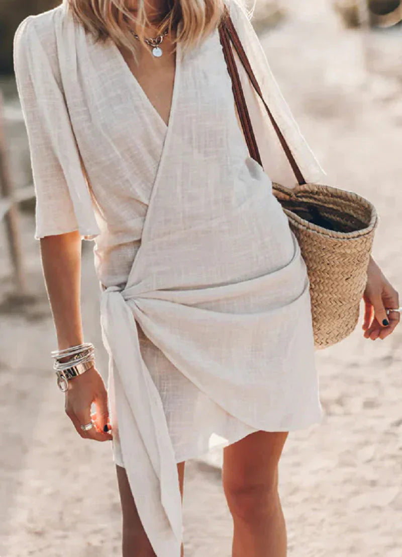 Robe Courte Portefeuille Femme Bohème Chic