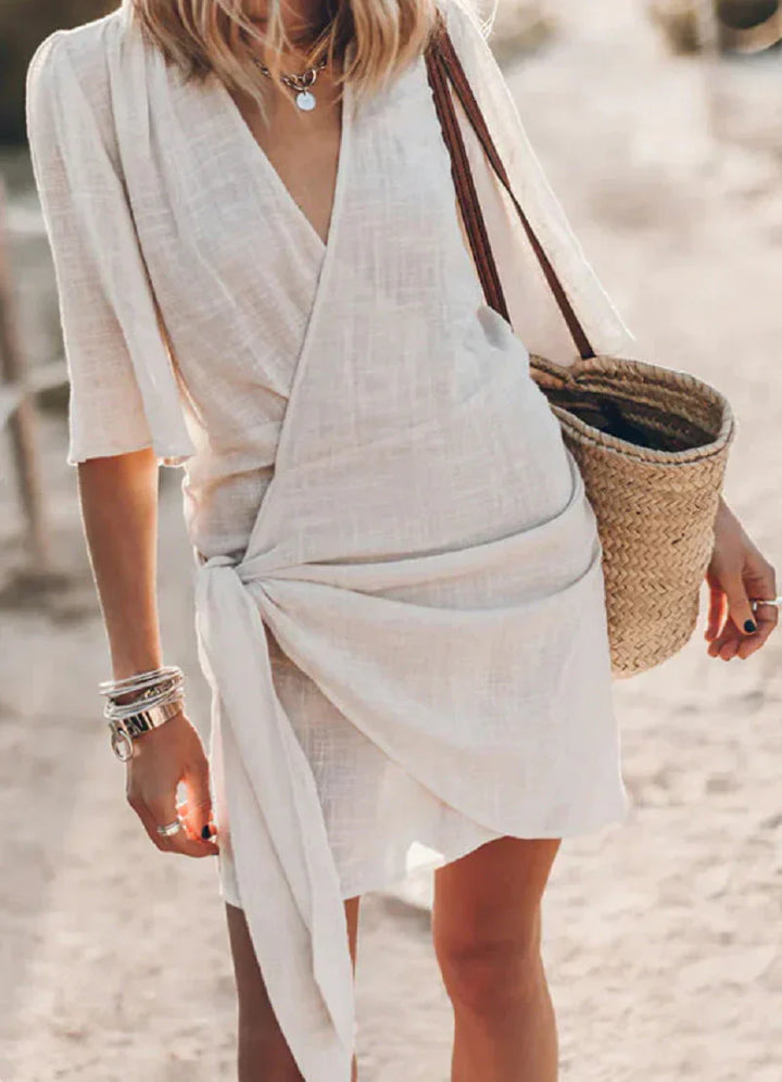 Robe Courte Portefeuille Femme Bohème Chic