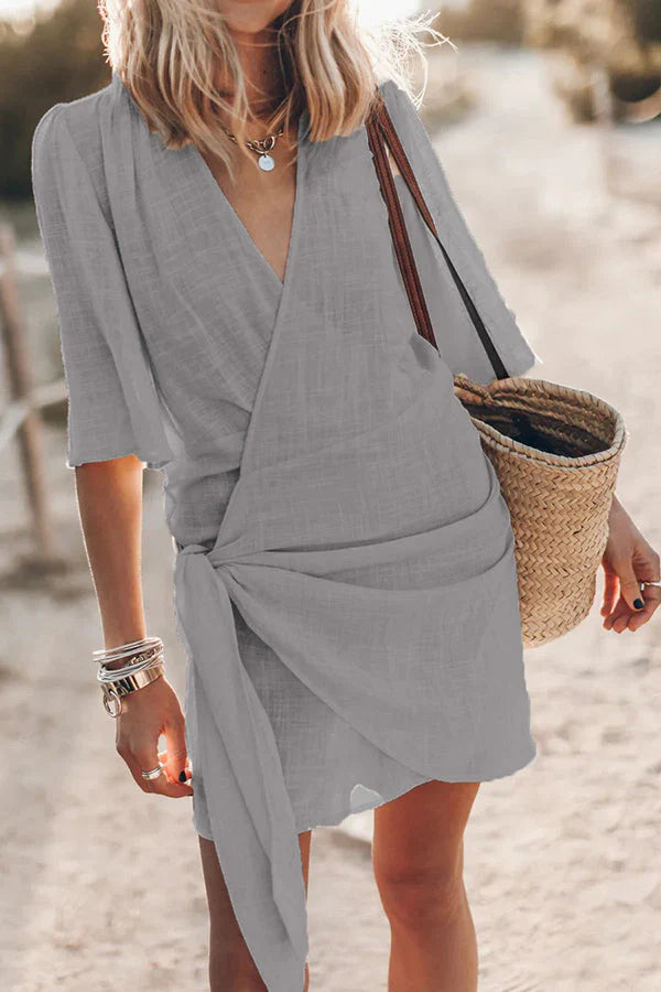 Robe Courte Portefeuille Femme Bohème Chic