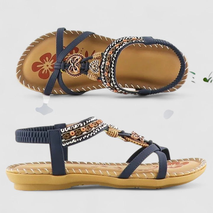 Sandales D'été Plates Pour Femme Style Bohème à Bout Ouvert