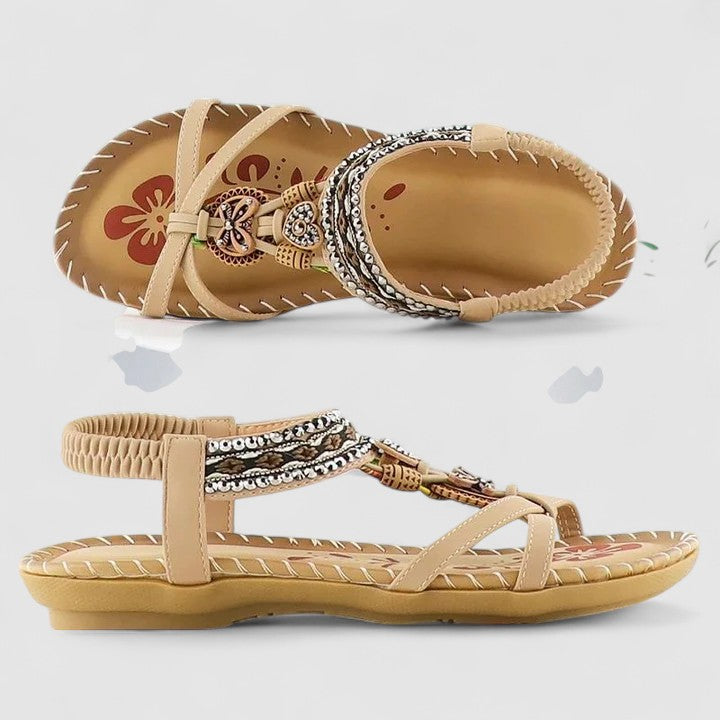 Sandales D'été Plates Pour Femme Style Bohème à Bout Ouvert